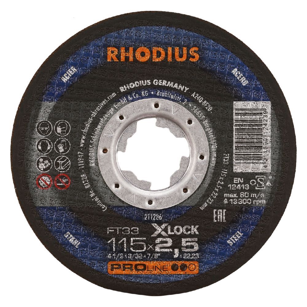 Rhodius FT33 X-LOCK Freihandtrennscheibe Durchmesser 115 mm Stärke 2,5 mm Produktbild Rhodius FT33 X-LOCK Freihandtrennscheibe Durchmesser 115 mm Stärke 2,5 mm