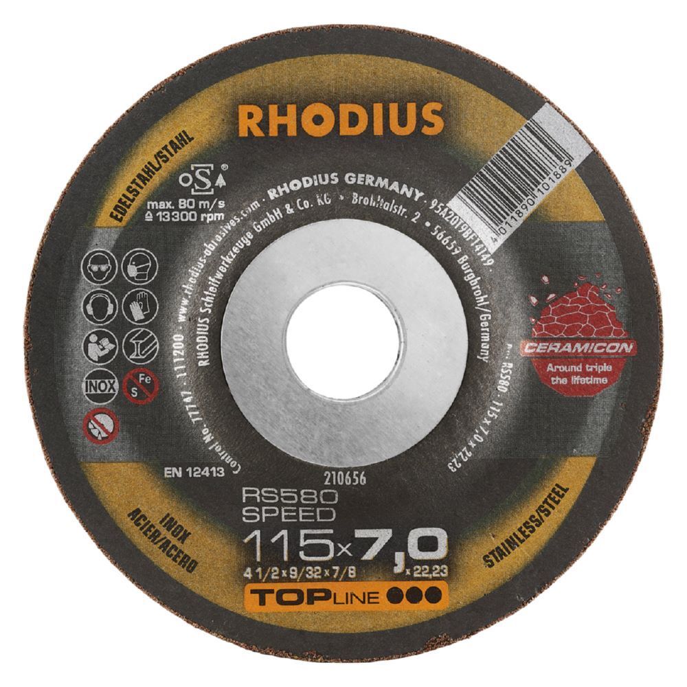 Rhodius RS580 EXTENDED Schruppscheibe Stärke 7,0 mm Rhodius RS580 EXTENDED Schruppscheibe Stärke 7,0 mm