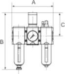 RIEGLER Wartungseinheit 3tlg Futura Metallbehälter BG2 G1/2 0,2 bis 4 bar HA