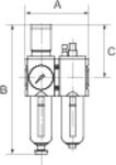 Riegler Wartungseinheit Futura 2 teilig mit Metallbehälter BG4 G3/4 0,1 bis 1 bar HA Riegler Wartungseinheit Futura 2 teilig mit Metallbehälter BG4 G3/4 0,1 bis 1 bar HA