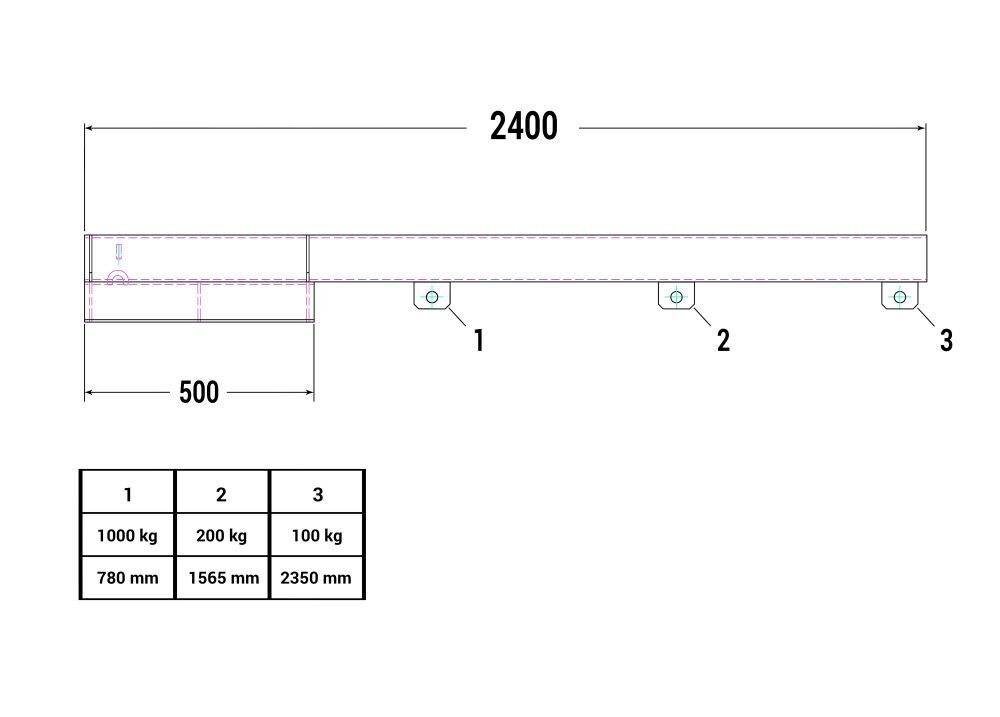 RR Lastarm Typ RLA-1 2400 Traglast 1000kg verzinkt Produktbild RR Lastarm Typ RLA-1 2400 Traglast 1000kg verzinkt bild 4