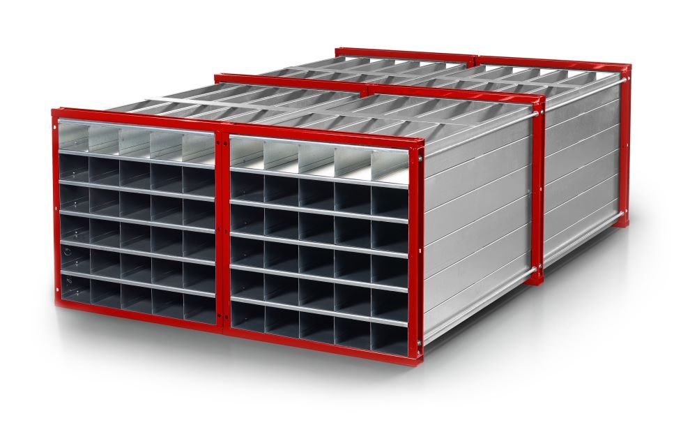 RR Wabenregal Typ RWR30 3 1000x3000x1000 RAL3000 Produktbild RR Wabenregal Typ RWR30 3 1000x3000x1000 RAL3000