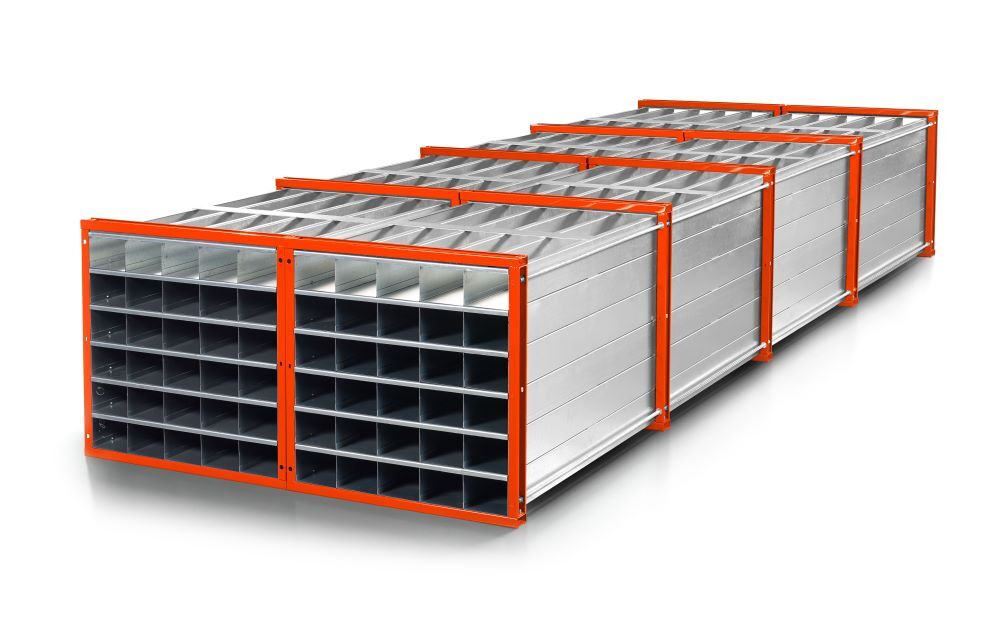 RR Wabenregal Typ RWR30 6 1000x6000x1000 RAL2004 Produktbild RR Wabenregal Typ RWR30 6 1000x6000x1000 RAL2004