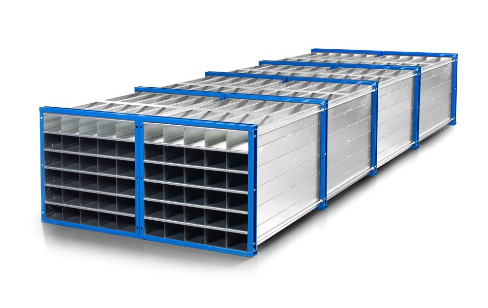 RR Wabenregal Typ RWR 128/6 mit 8 x 16 Fächer RAL 5010 Produktbild RR Wabenregal Typ RWR 128/6 mit 8 x 16 Fächer RAL 5010
