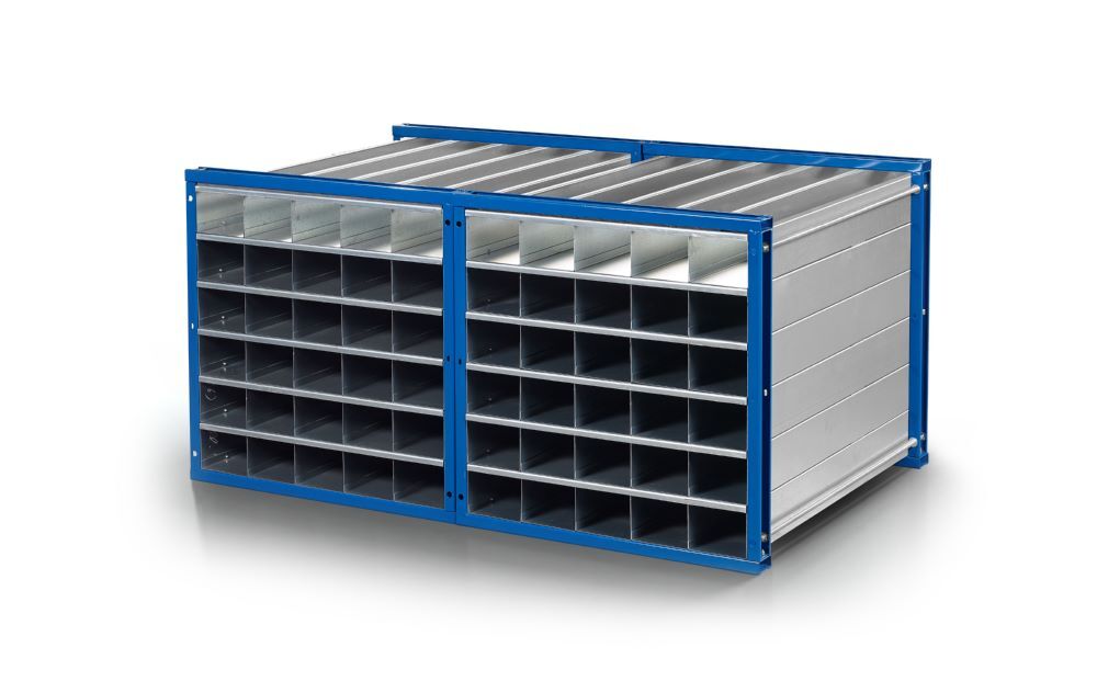 RR Wabenregal 12 Wannen Typ RWR 12/1 RAL 5010 Produktbild RR Wabenregal 12 Wannen Typ RWR 12/1 RAL 5010
