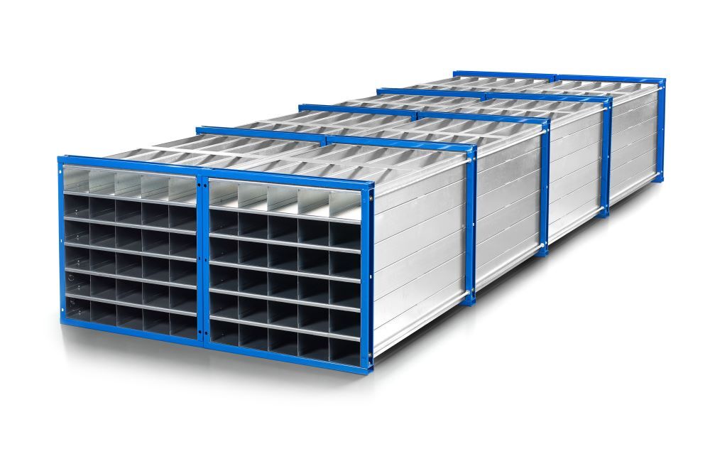 RR Wabenregal Typ RWR20 6 1000x6000x1000 RAL5010 Produktbild RR Wabenregal Typ RWR20 6 1000x6000x1000 RAL5010