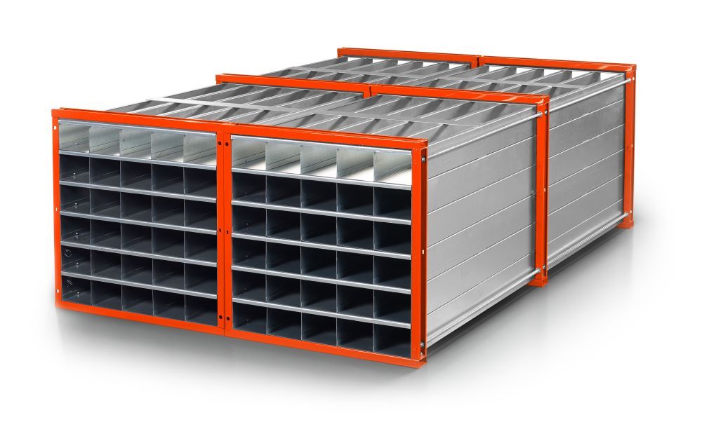 RR Wabenregal Typ RWR24 3 1000x3000x1000 RAL2004 Produktbild RR Wabenregal Typ RWR24 3 1000x3000x1000 RAL2004