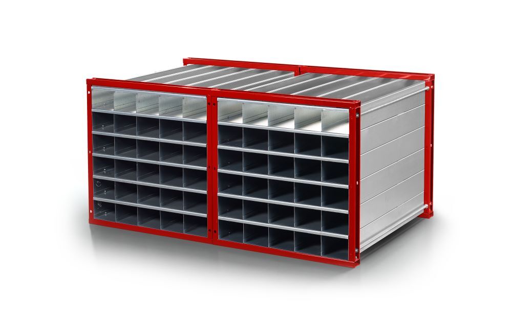 RR Wabenregal Typ RWR25 1 1000x1000x1000 RAL3000 Produktbild RR Wabenregal Typ RWR25 1 1000x1000x1000 RAL3000