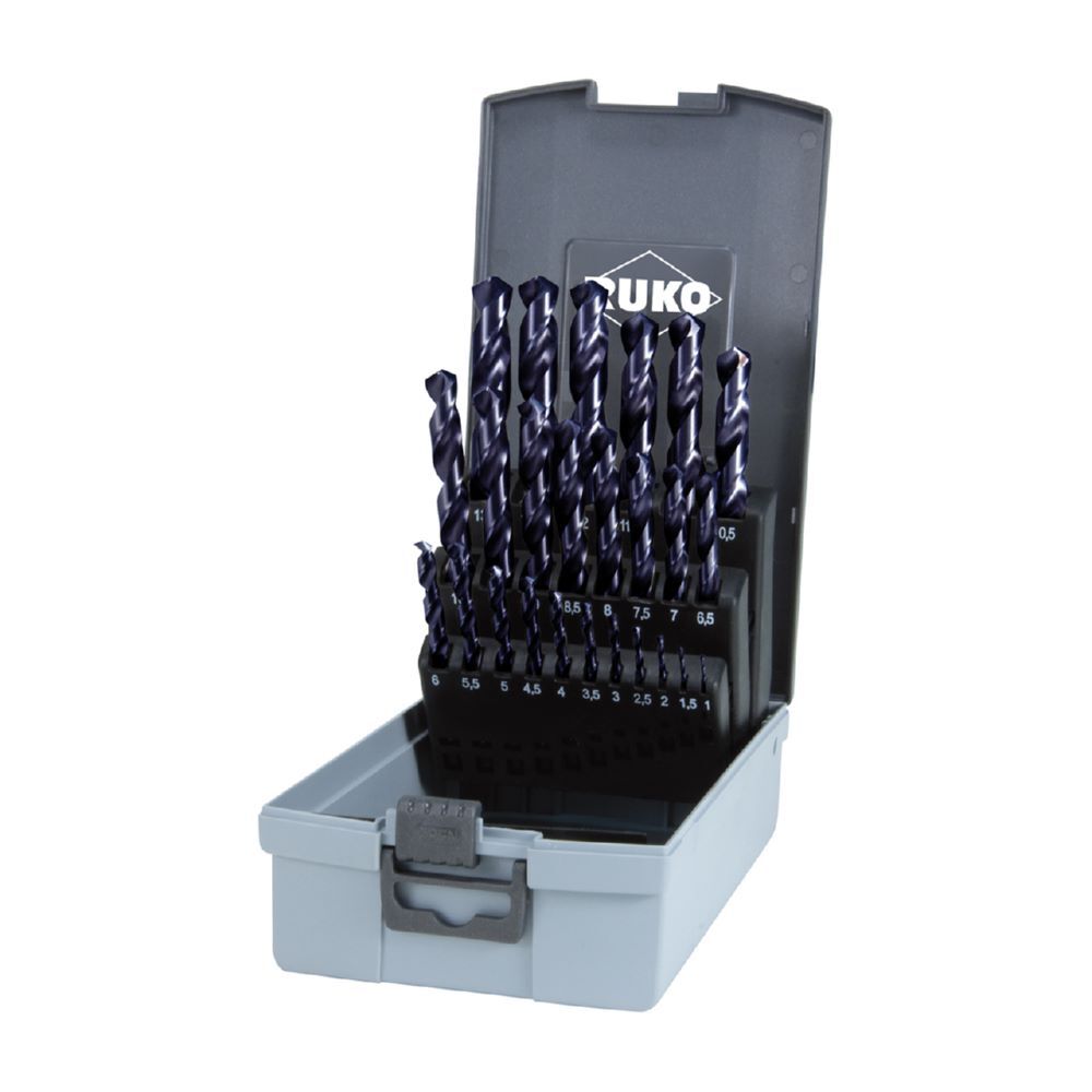 Ruko Spiralbohrersatz 1,0 - 13,0 mm DIN 338 Typ VA HSSE Co 8 TiAlN Kunststoffkassette Produktbild Ruko Spiralbohrersatz 1,0 - 13,0 mm DIN 338 Typ VA HSSE Co 8 TiAlN Kunststoffkassette