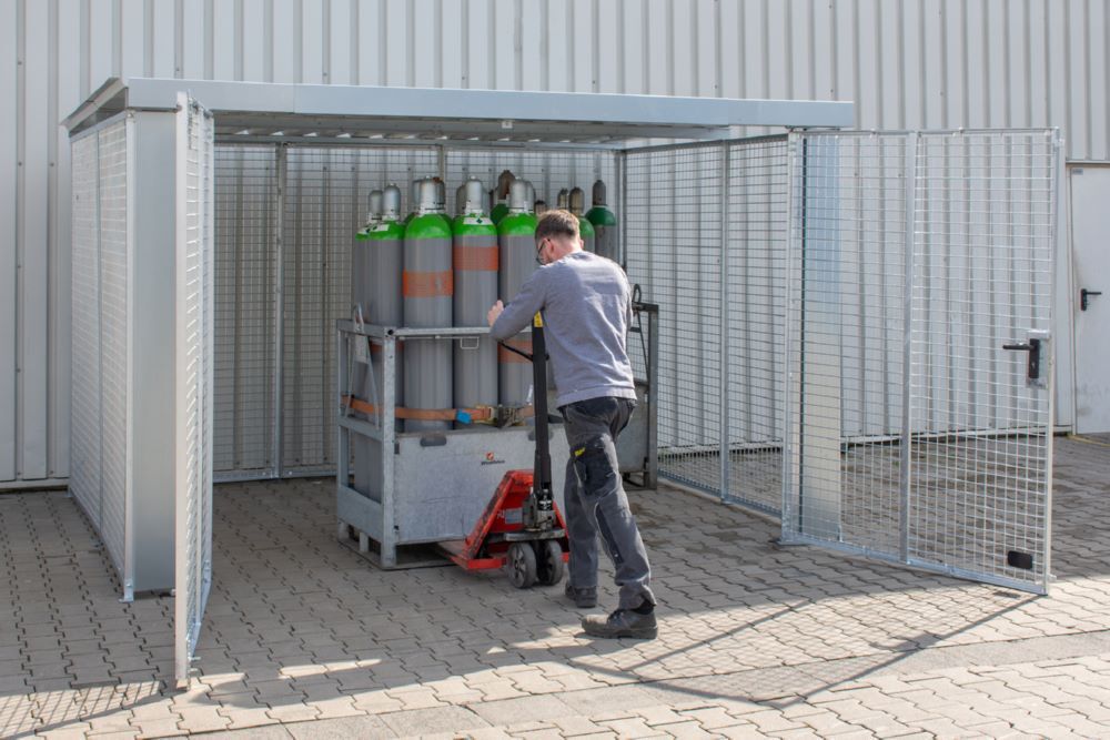 Bauer Gasflaschen Container GFC-M6/D-DF feuerverzinkt 3560 x 2810 x 2190 mm
