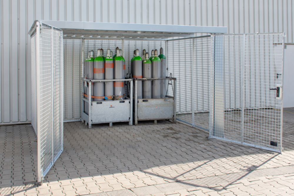 Bauer Gasflaschen Container GFC-M6/D-DF feuerverzinkt 3560 x 2810 x 2190 mm