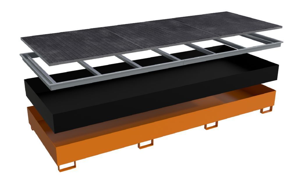 Produktbild Bauer Regalwanne mit PE-Einsatz RW-GR 3600-3 PE 3565 x 1315 x 360 mm gelborange bild 2