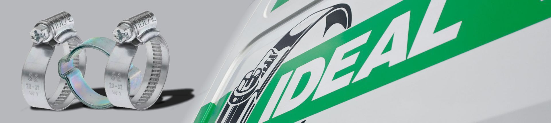 Zwei Schellen von Ideal neben dem Markenlogo Zwei Schellen von Ideal neben dem Markenlogo