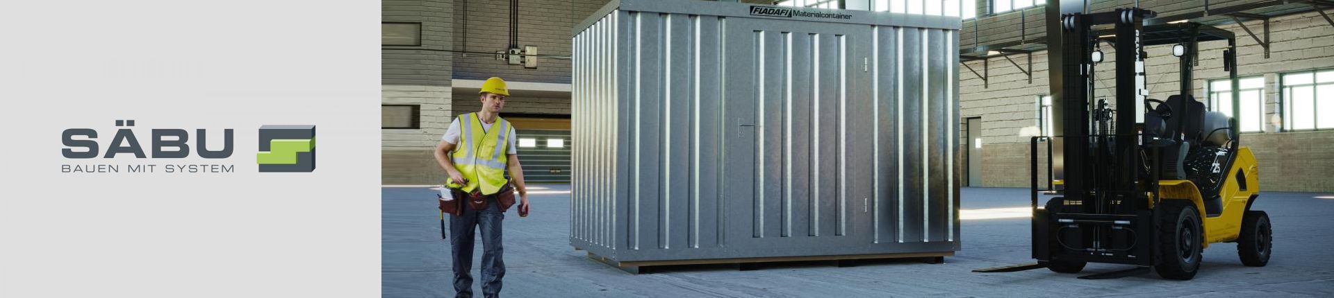 Säbu Lagercontainer in einer Halle stehend Säbu Lagercontainer in einer Halle stehend