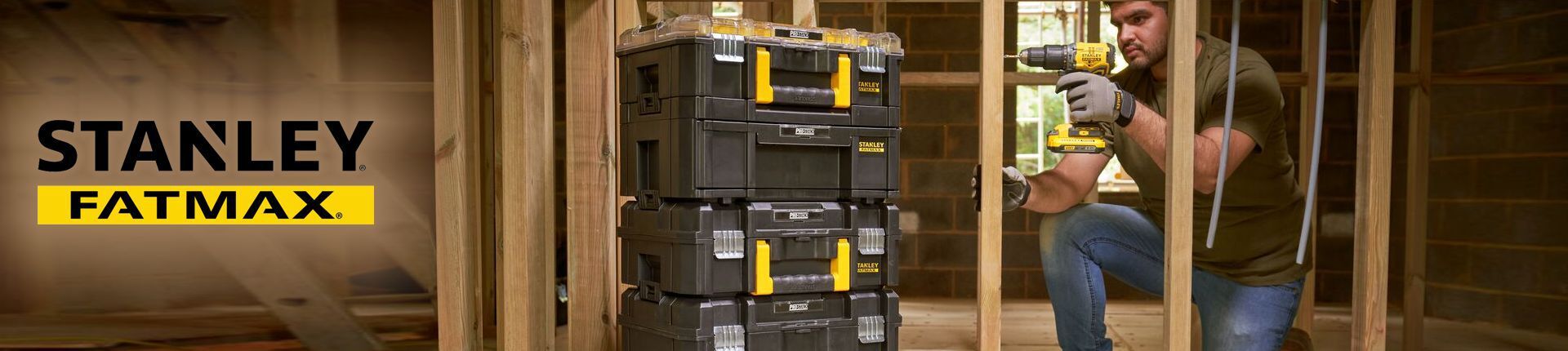 Stanley FatMax Pro-Stack Aufbewahrungsbox im Einsatz Stanley FatMax Pro-Stack Aufbewahrungsbox im Einsatz