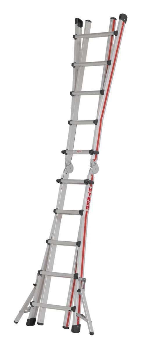 Hymer Teleskopleiter 4x 5 Sprossen Modell 414220 teilweise ausgeklappt als Anlegeleiter Produktbild Hymer Teleskopleiter 4x 5 Sprossen Modell 414220 teilweise ausgeklappt als Anlegeleiter bild 4