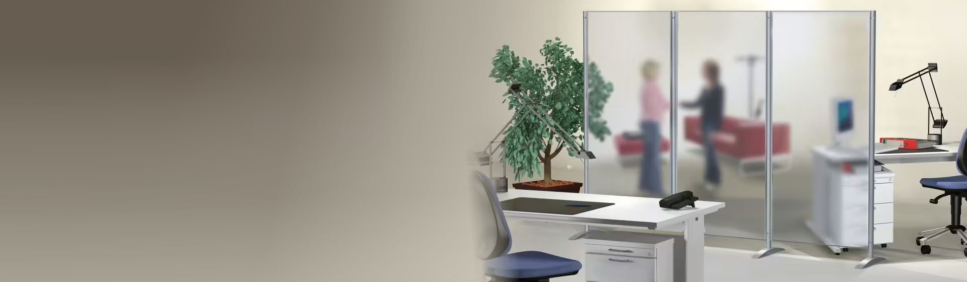 Kerkmann Schallschutzwand als Raumteiler in einem Büro Kerkmann Schallschutzwand als Raumteiler in einem Büro