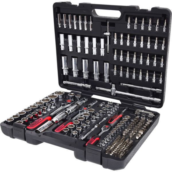 KS Tools 1/4 Zoll und 3/8 Zoll und 1/2 Zoll CHROMEplus Steckschlüssel Satz 195 teilig