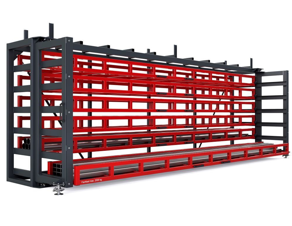 RR Kassetten Schubfachregal Typ RKS-DM 600/7 6420x1140/1615x2460 mm RAL 3000 Produktbild RR Kassetten Schubfachregal Typ RKS-DM 600/7 6420x1140/1615x2460 mm RAL 3000