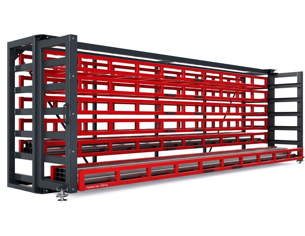 RR Kassetten Schubfachregal Typ RKS-M 600/6 6420x1140/1615x2200 mm RAL 3000