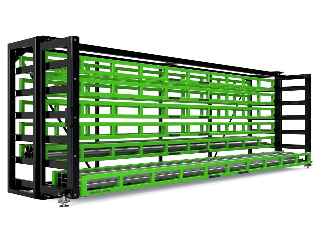 RR Kassetten Schubfachregal Typ RKS-M 700/6 6420x1240/1815x2200 mm RAL 6018 Produktbild RR Kassetten Schubfachregal Typ RKS-M 700/6 6420x1240/1815x2200 mm RAL 6018
