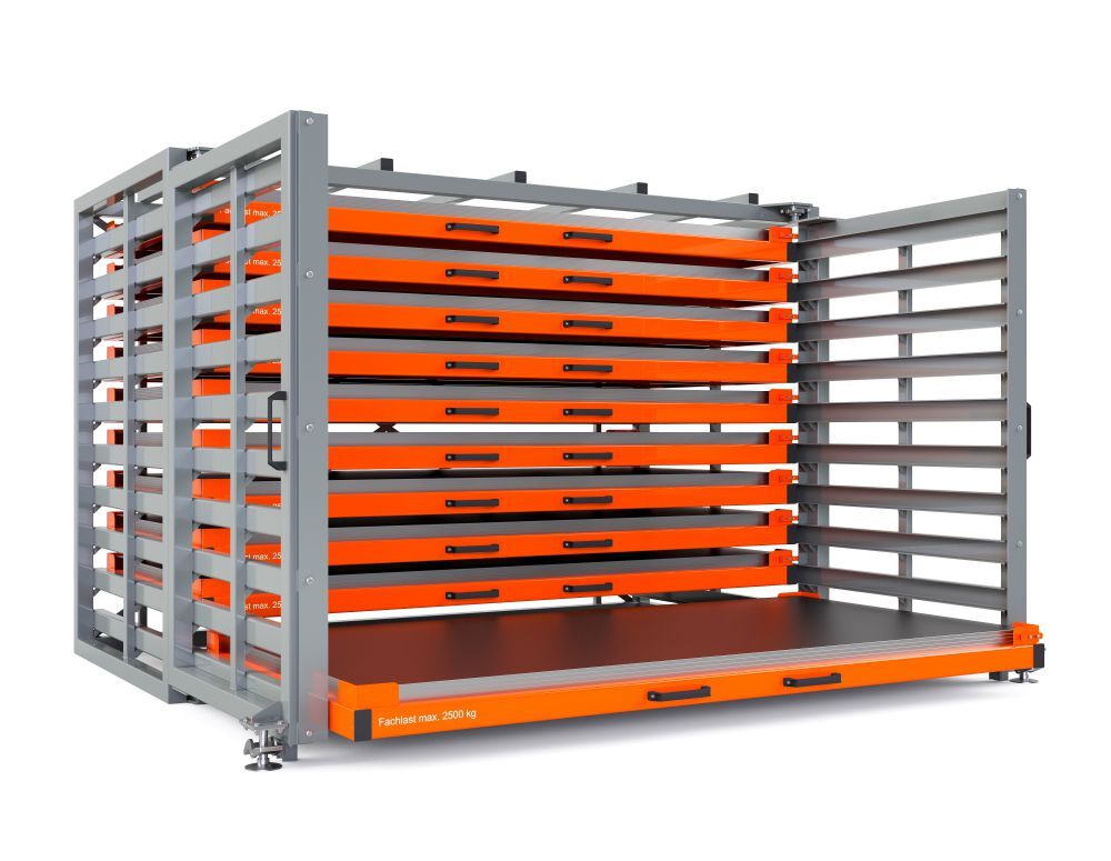 RR Schubfachregal für Bleche Typ RBR-G 20/10 2370 x 1440/2065 x 2310 mm RAL 2004 Produktbild RR Schubfachregal für Bleche Typ RBR-G 20/10 2370 x 1440/2065 x 2310 mm RAL 2004
