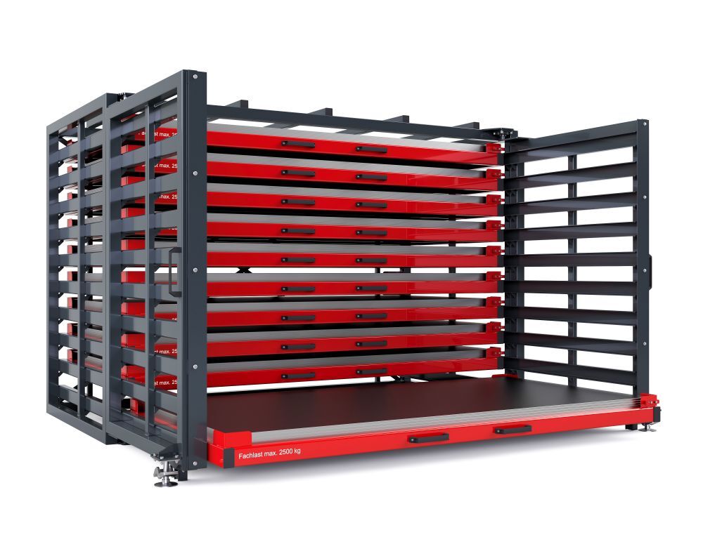 Produktbild RR Schubfachregal für Bleche Typ RBR-G 20/10 2370 x 1440/2065 x 2310 mm RAL 3000