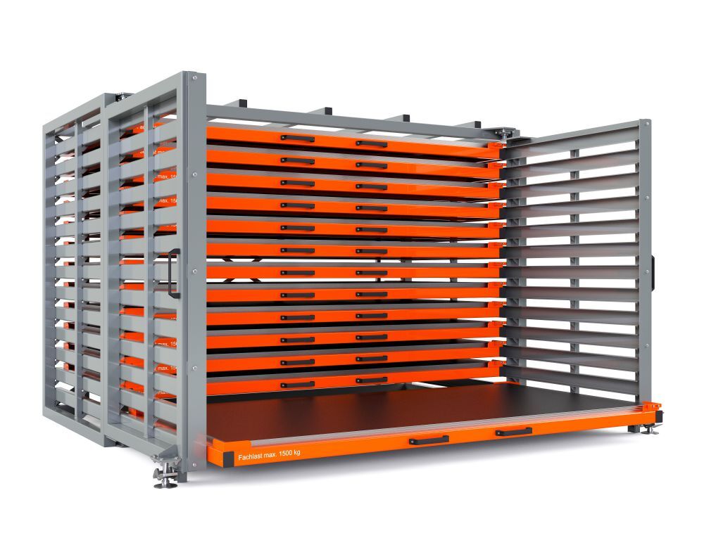 RR Schubfachregal für Bleche Typ RBR-G 20/13 2370 x 1440/2065 x 2310 mm RAL 2004 Produktbild RR Schubfachregal für Bleche Typ RBR-G 20/13 2370 x 1440/2065 x 2310 mm RAL 2004