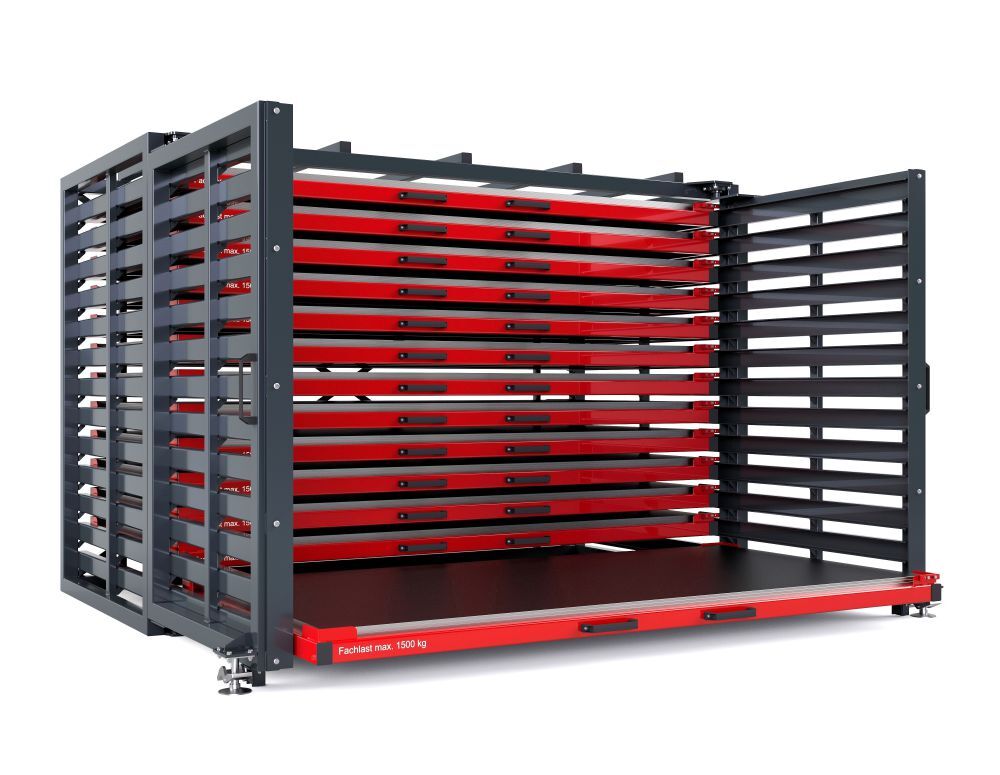 Produktbild RR Schubfachregal für Bleche Typ RBR-G 40/13 4370 x 2440/4065 x 2310 mm RAL 3000