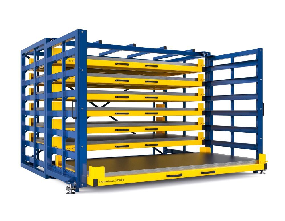 RR Schubfachregal für Bleche Typ RBR-G 30/7 3370 x 1940/3065 x 2310 mm RAL 1023 Produktbild RR Schubfachregal für Bleche Typ RBR-G 30/7 3370 x 1940/3065 x 2310 mm RAL 1023