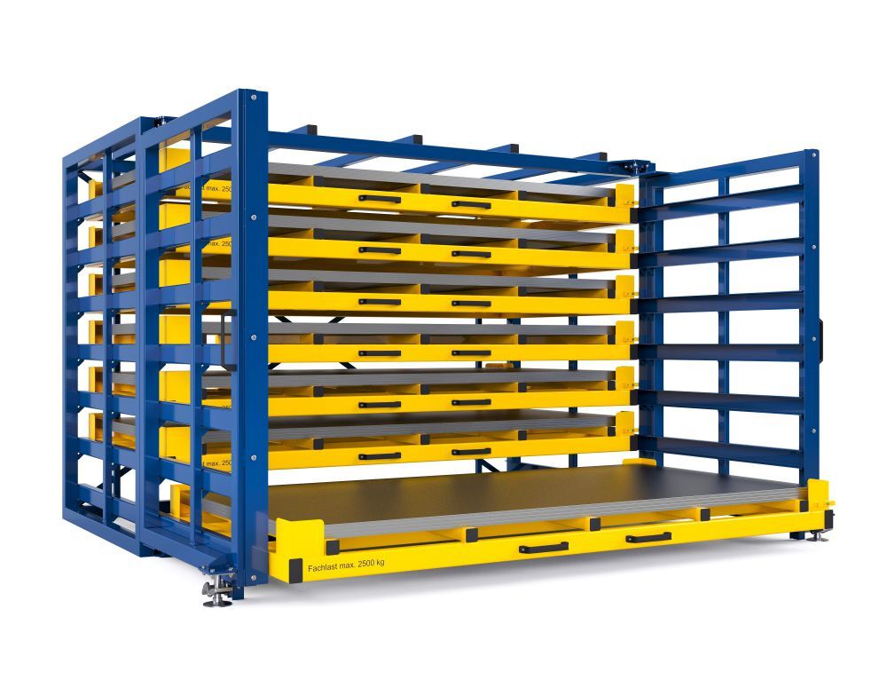 RR Schubfachregal für Bleche Typ RBR-T 30/7 3370 x 1940/3065 x 2310 mm RAL 1023 Produktbild RR Schubfachregal für Bleche Typ RBR-T 30/7 3370 x 1940/3065 x 2310 mm RAL 1023
