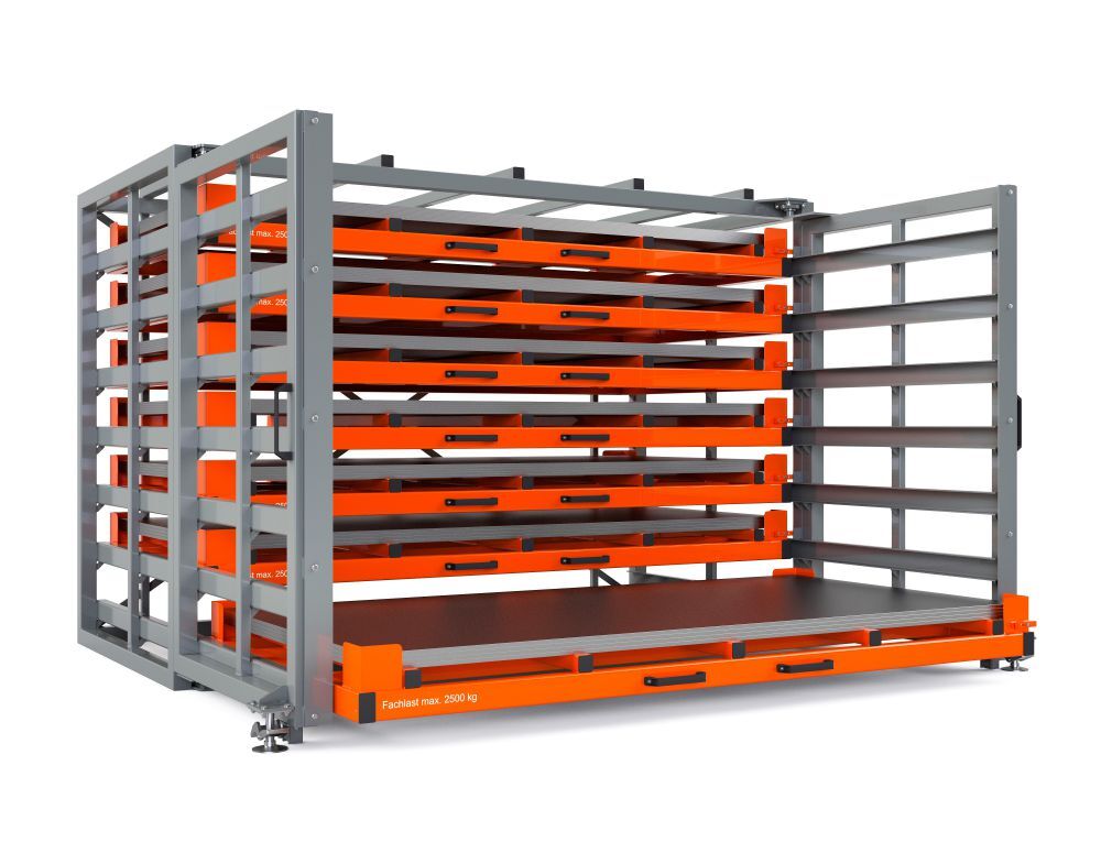 RR Schubfachregal für Bleche Typ RBR-T 40/7 4370 x 2440/4065 x 2310 mm RAL 2004 Produktbild RR Schubfachregal für Bleche Typ RBR-T 40/7 4370 x 2440/4065 x 2310 mm RAL 2004