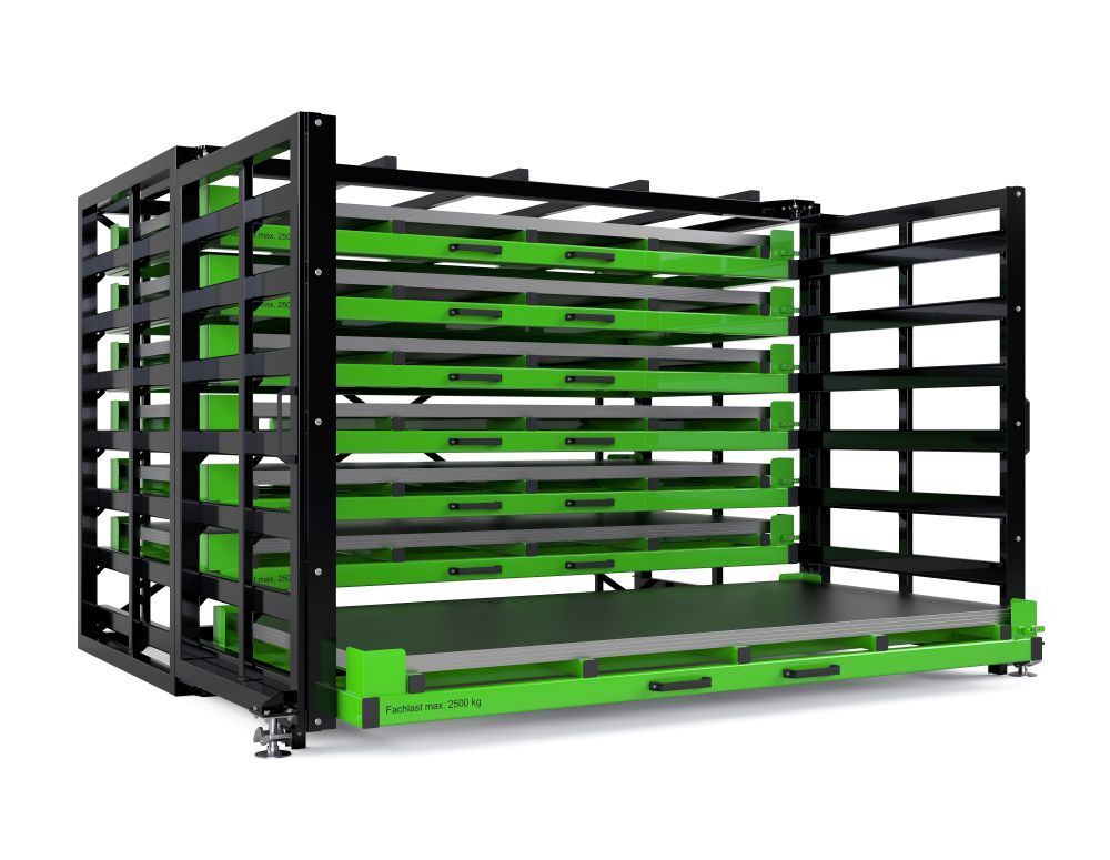 RR Schubfachregal für Bleche Typ RBR-T 20/7 2370 x 1440/2065 x 2310 mm RAL 6018 Produktbild RR Schubfachregal für Bleche Typ RBR-T 20/7 2370 x 1440/2065 x 2310 mm RAL 6018