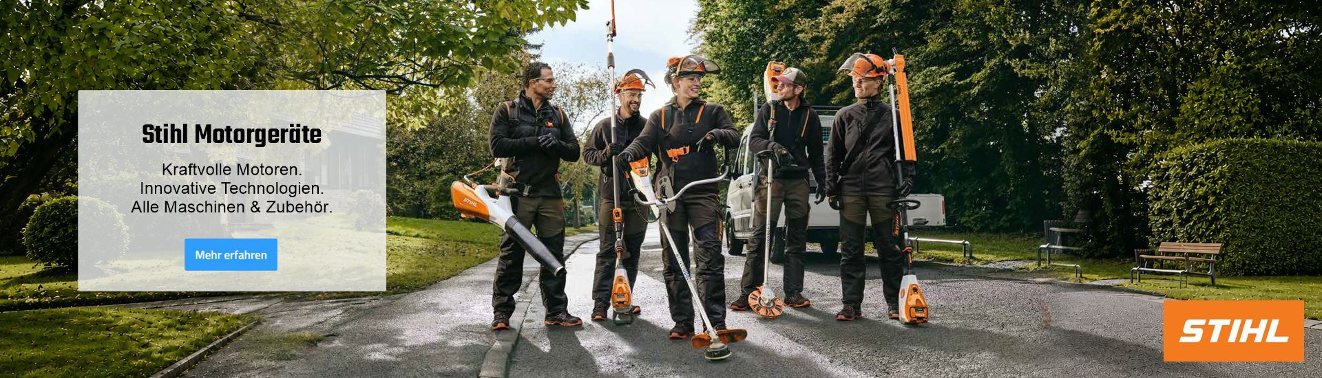 Eine Gruppe Arbeiter mit STIHL Geräten