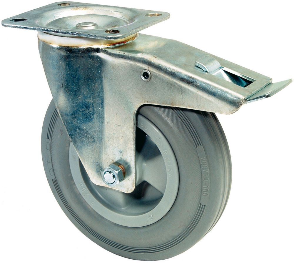 BS Rollen Lenkr m. Festst.160 mm KUFelgeBlaugr.Reifen Produktbild BS Rollen Lenkr m. Festst.160 mm KUFelgeBlaugr.Reifen