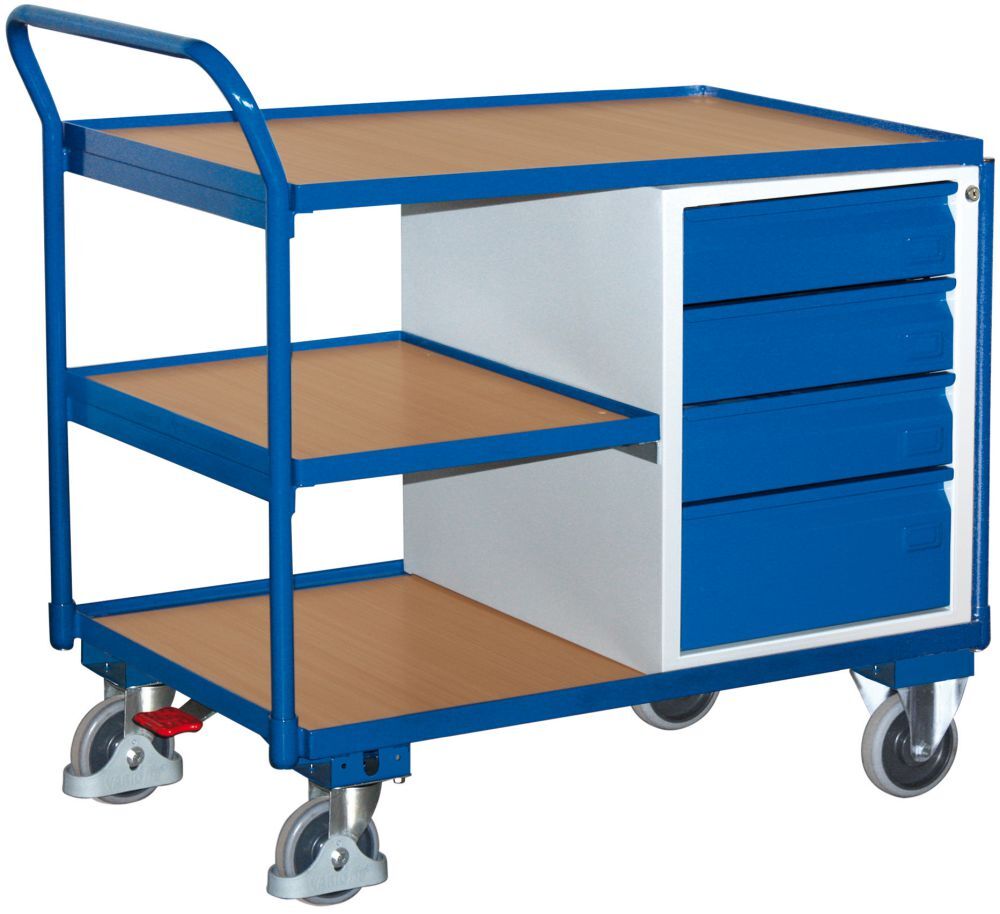 Variofit Tischwagen 250 kg 4 Schubladen 3 Ladefl. Produktbild Variofit Tischwagen 250 kg 4 Schubladen 3 Ladefl.