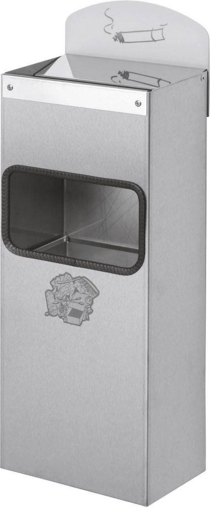 Var Wandascher Edelstahl 200x130x500mm mit Schild Produktbild Var Wandascher Edelstahl 200x130x500mm mit Schild