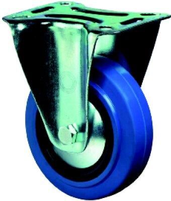 Bockrolle 125mm Elastikrad blau für 300kg Produktbild Bockrolle 125mm Elastikrad blau für 300kg