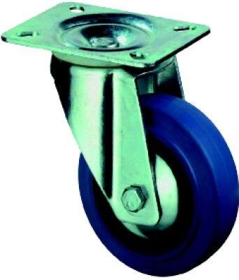 Lenkrolle 125mm Elastikrad blau für 300kg Produktbild Lenkrolle 125mm Elastikrad blau für 300kg