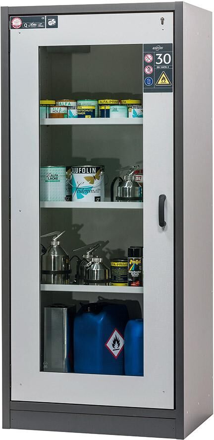 Asecos Schrank Q-Classic-30 Fenster 1Tür 3FB, Grau Produktbild Asecos Schrank Q-Classic-30 Fenster 1Tür 3FB, Grau