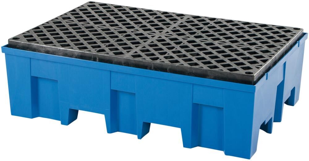 Asecos Auffangwanne PE 2-Fass m. PE-Rost 865x1245 Produktbild Asecos Auffangwanne PE 2-Fass m. PE-Rost 865x1245