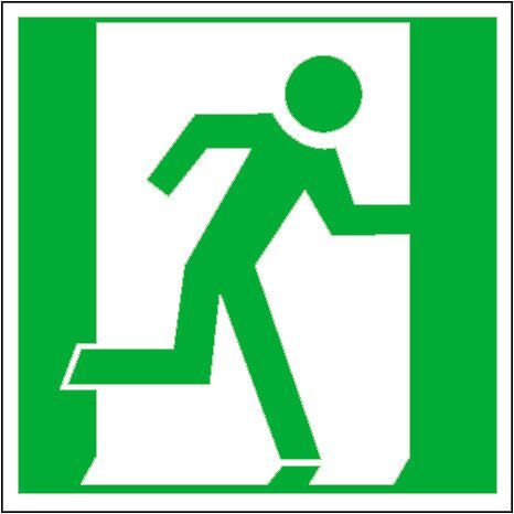 Rettungsz. 150x150mm,Fol.Rett.weg/Notausg. rechts Rettungsz. 150x150mm,Fol.Rett.weg/Notausg. rechts