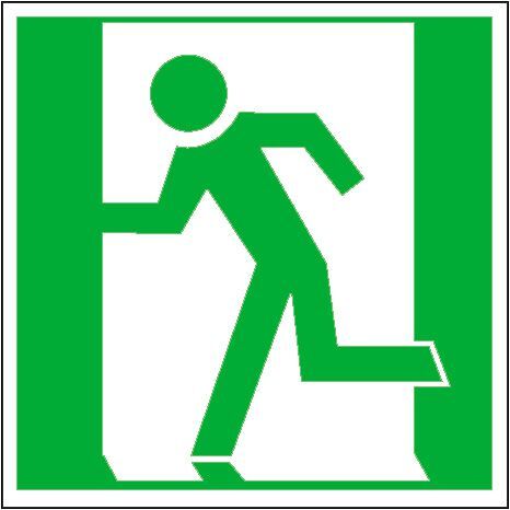 Rettungsz. 150x150mm,Alu Rett.weg/Notausg. links Rettungsz. 150x150mm,Alu Rett.weg/Notausg. links