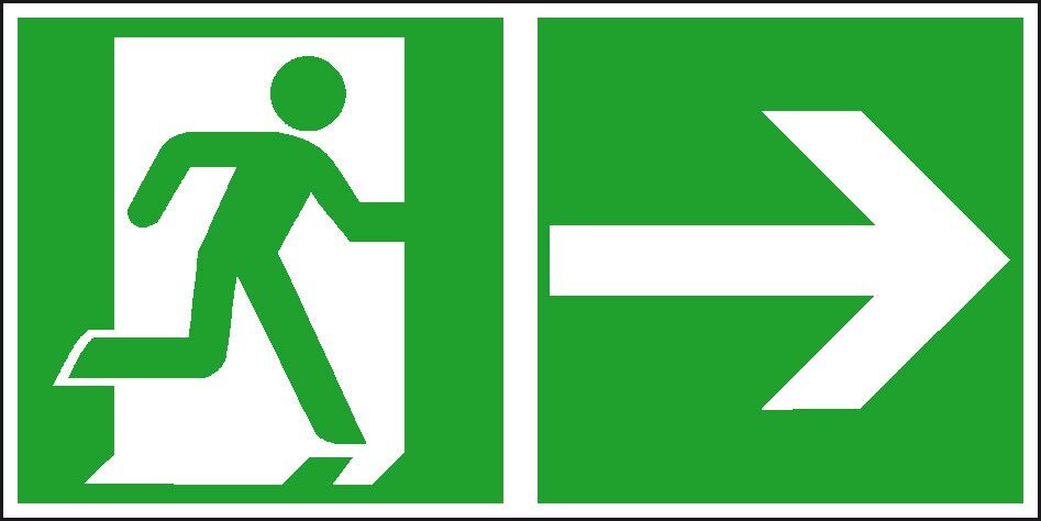 Rettungsz. 300x150mm Alu., Rett.weg rechts Produktbild Rettungsz. 300x150mm Alu., Rett.weg rechts