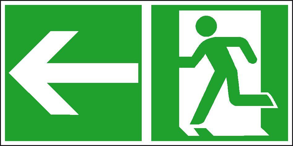 Rettungsz. 200x400mm Fol., Rett.weg links Rettungsz. 200x400mm Fol., Rett.weg links