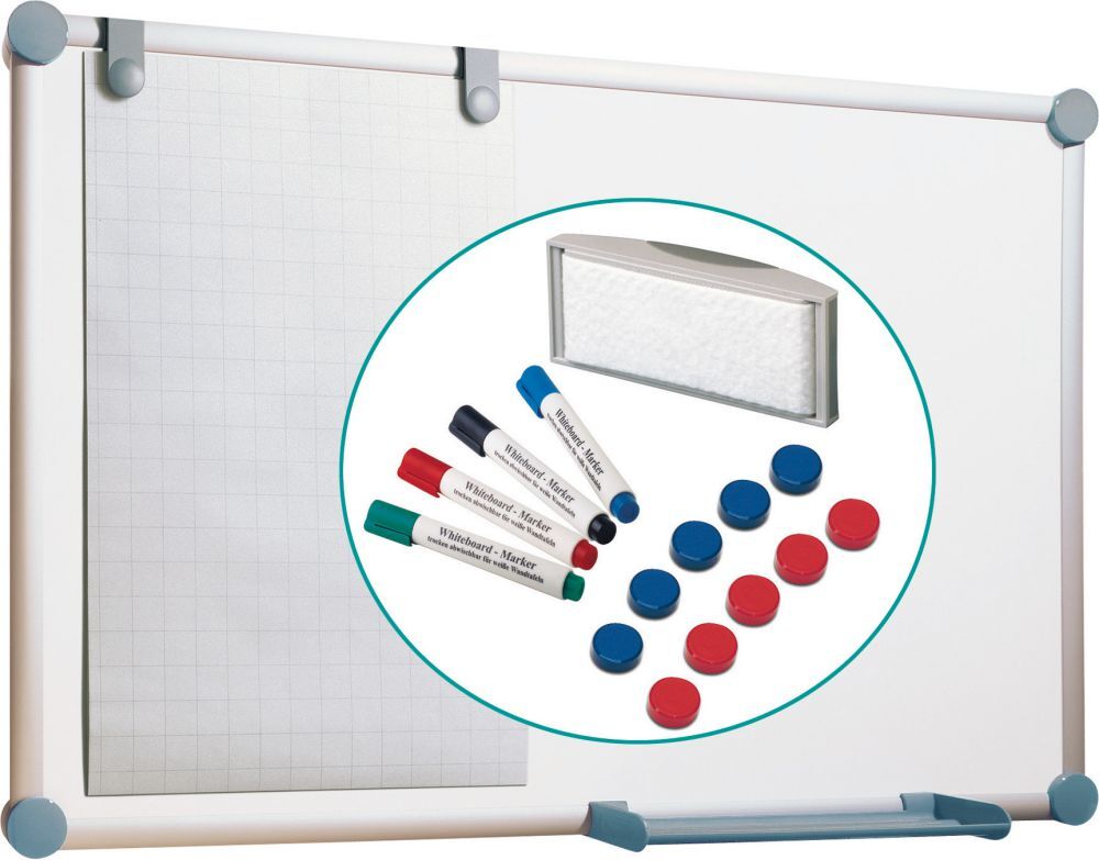 Whiteboard Komplett-Set H 900 x B 1200 mm Produktbild Whiteboard Komplett-Set H 900 x B 1200 mm
