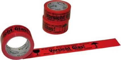 PVC Klebeband 4 sprachig 66m x 50mm Vorsicht Glas Produktbild PVC Klebeband 4 sprachig 66m x 50mm Vorsicht Glas