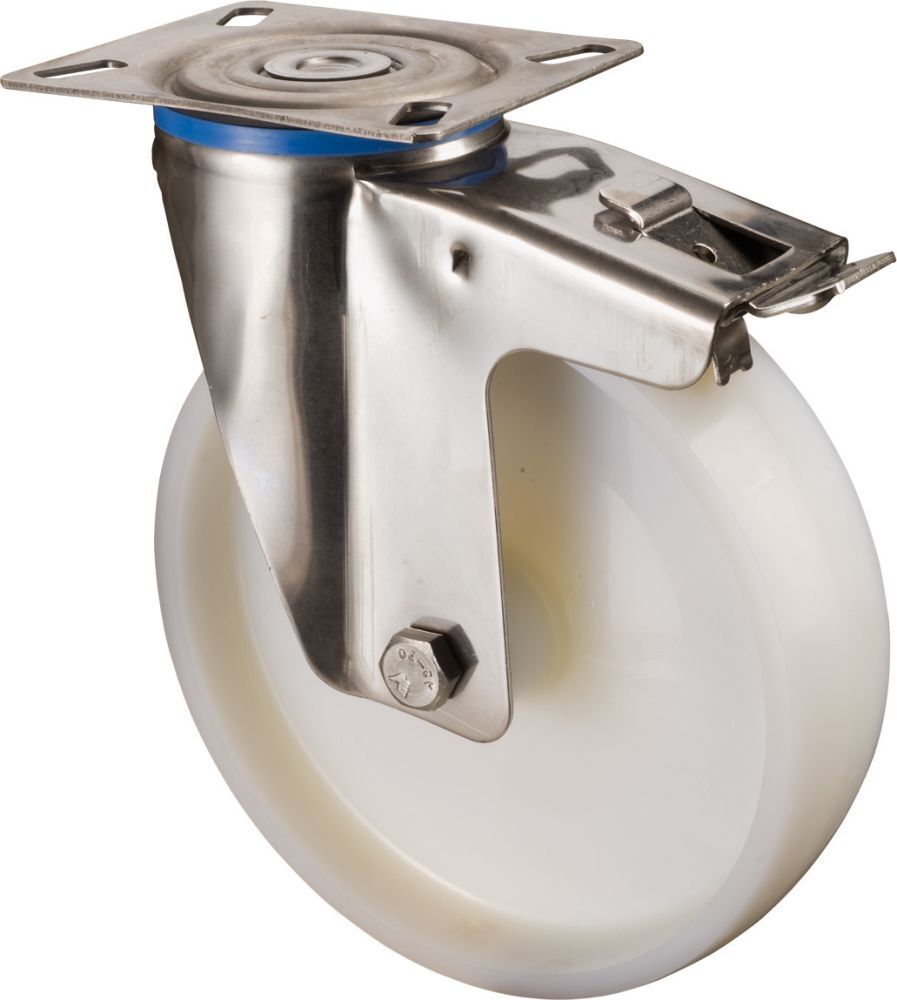 BS Rollen Lenkrolle M. Fst. Edelst.Rad-d 100mm 130KG Tragf. Produktbild BS Rollen Lenkrolle M. Fst. Edelst.Rad-d 100mm 130KG Tragf.