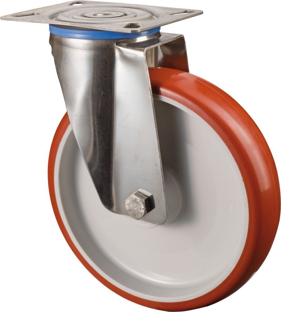 BS Rollen Lenkr. Polyure./EdelstahlRad-d 150 mm 180Kg Tragf. Produktbild BS Rollen Lenkr. Polyure./EdelstahlRad-d 150 mm 180Kg Tragf.