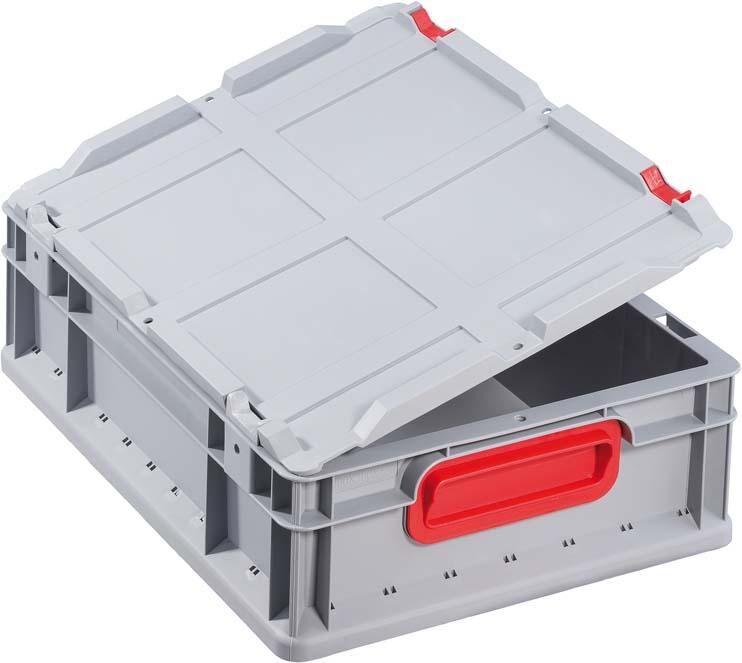 Allit EuroBox 622, 600x400x220mmGriffe geschl., grau/rot Produktbild Allit EuroBox 622, 600x400x220mmGriffe geschl., grau/rot